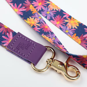 LANYARD with embossed words - PURPLE FLORAL