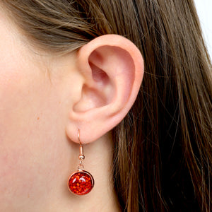 SPARKLEFEST - Wishing You Joy - Stainless Steel Rose Gold Dangles - Red Glitter (12343)