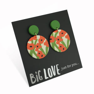 Acrylic & Polymer Dangles - 'Big Love Just For You' - Red Poppy Circles (12112)