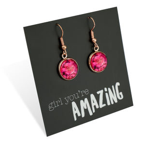 PINK COLLECTION - Girl You're Amazing - Rose Gold Dangle Earrings - Ruby Bloom (11025)