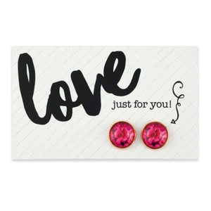 PINK COLLECTION - Love Just For You! - Rose Gold 12mm Circle Studs - Ruby Bloom (11051)