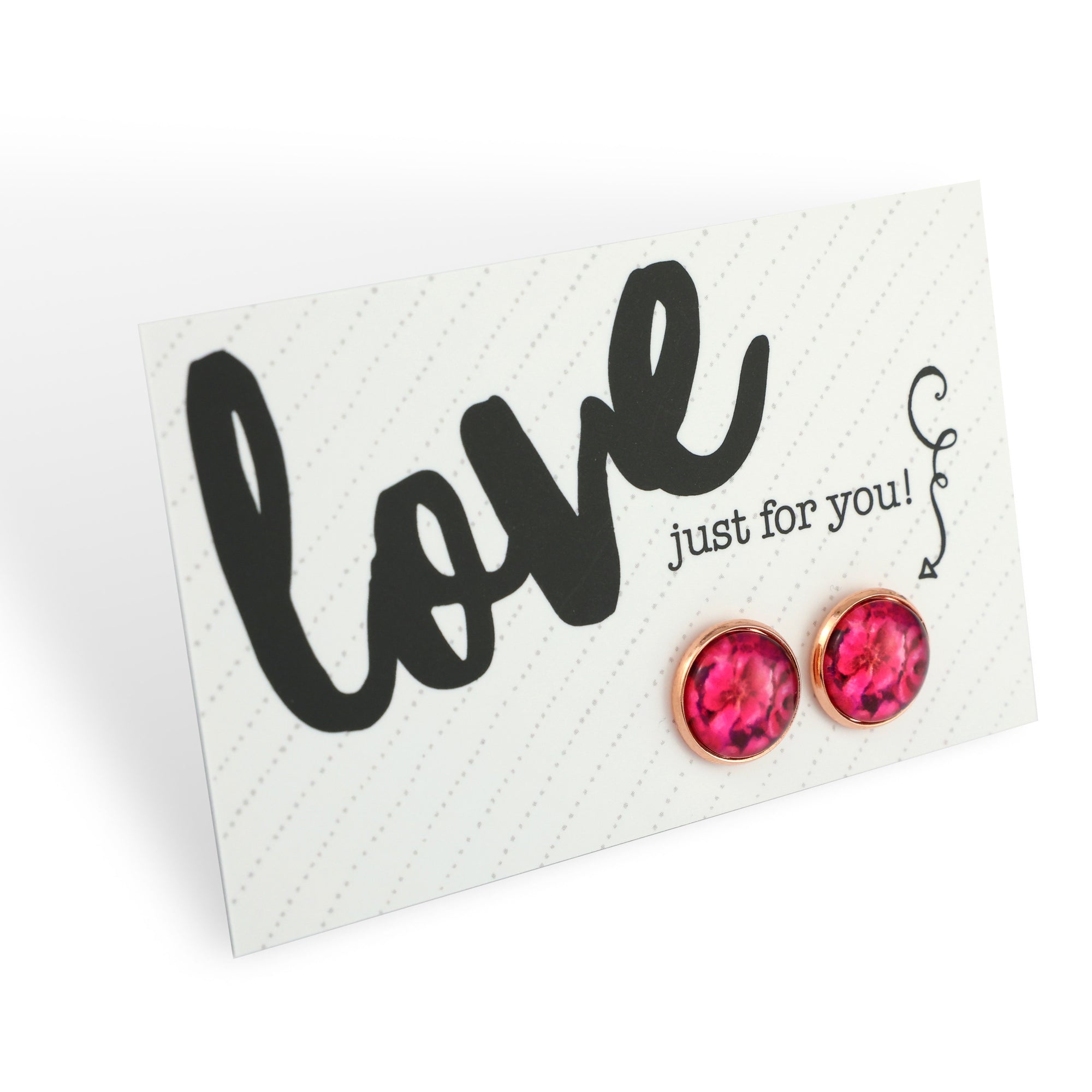 PINK COLLECTION - Love Just For You! - Rose Gold 12mm Circle Studs - Ruby Bloom (11051)