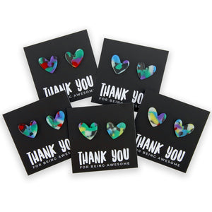 Thank You For Being Awesome - Resin Heart Studs - Festival (11633)