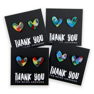 Thank You For Being Awesome - Resin Heart Studs - Festival (11633)