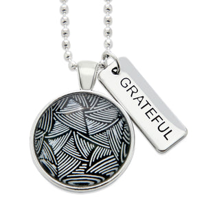 Black & White Collection - Bright Silver 'GRATEFUL' Necklace - Scratch - (11214)