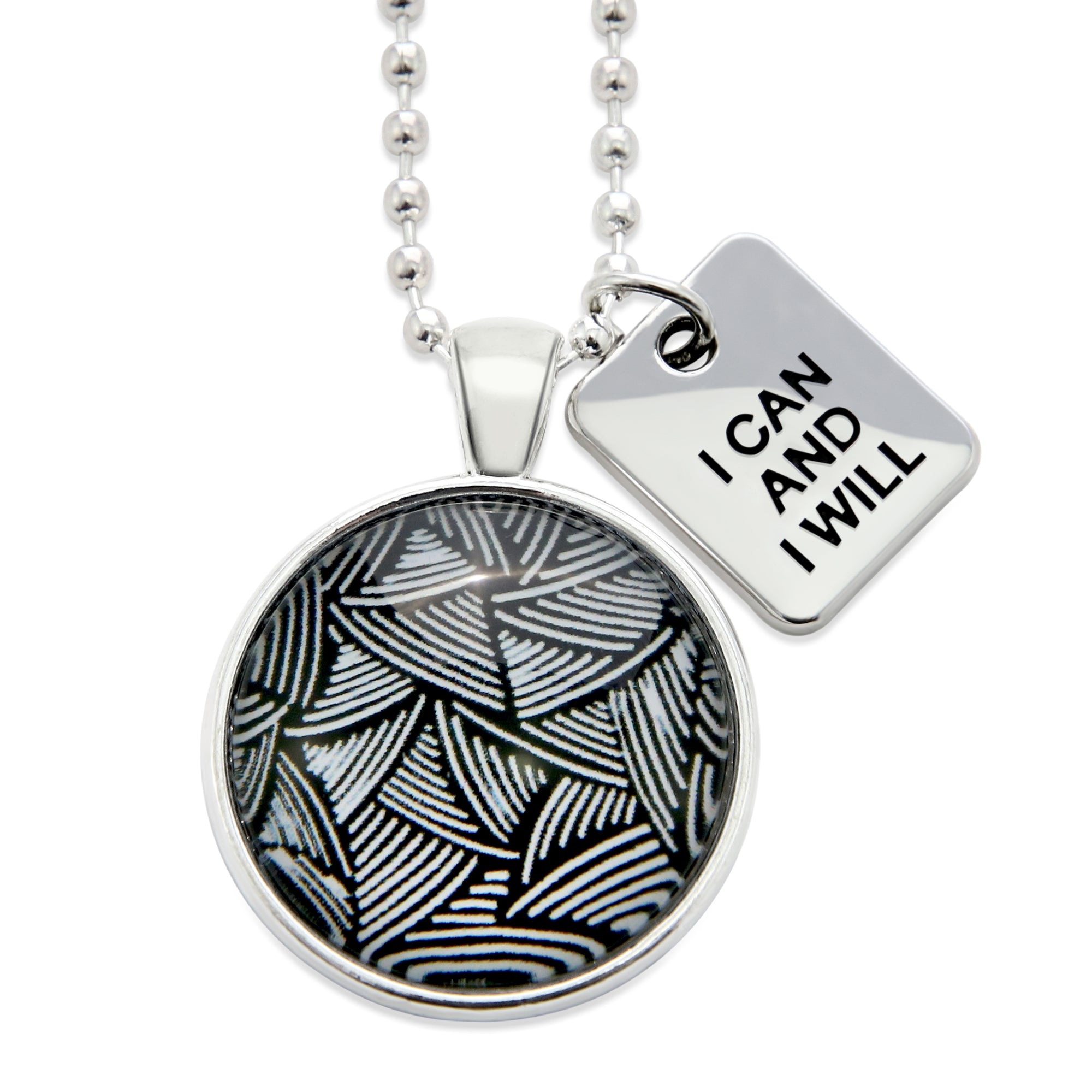 Black & White Collection - Bright Silver 'I CAN AND I WILL' Necklace - Scratch (11224)