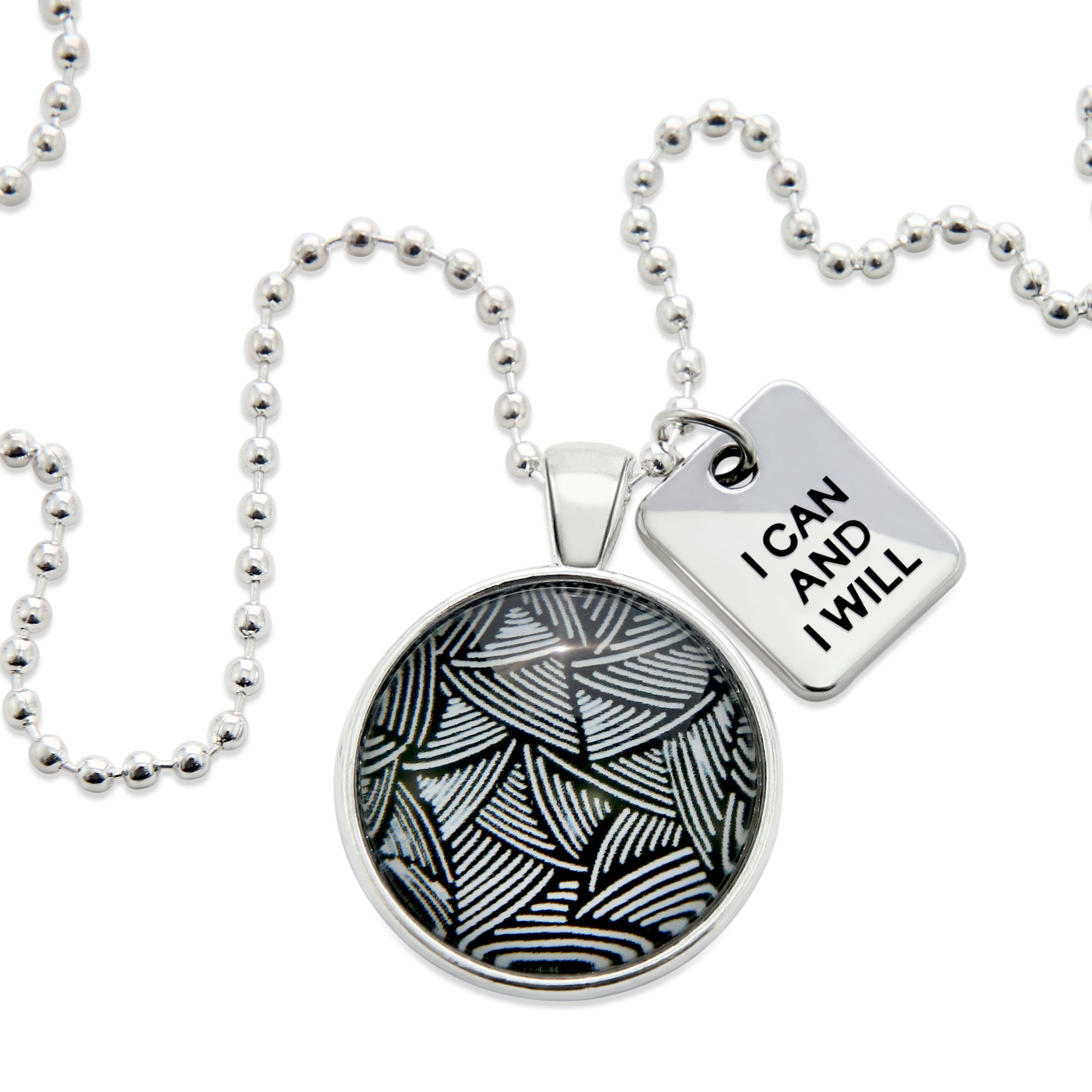 Black & White Collection - Bright Silver 'I CAN AND I WILL' Necklace - Scratch (11224)