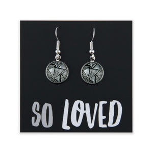 Black & White Collection - So Loved - Bright Silver Dangle Earrings - Scratch (11632)