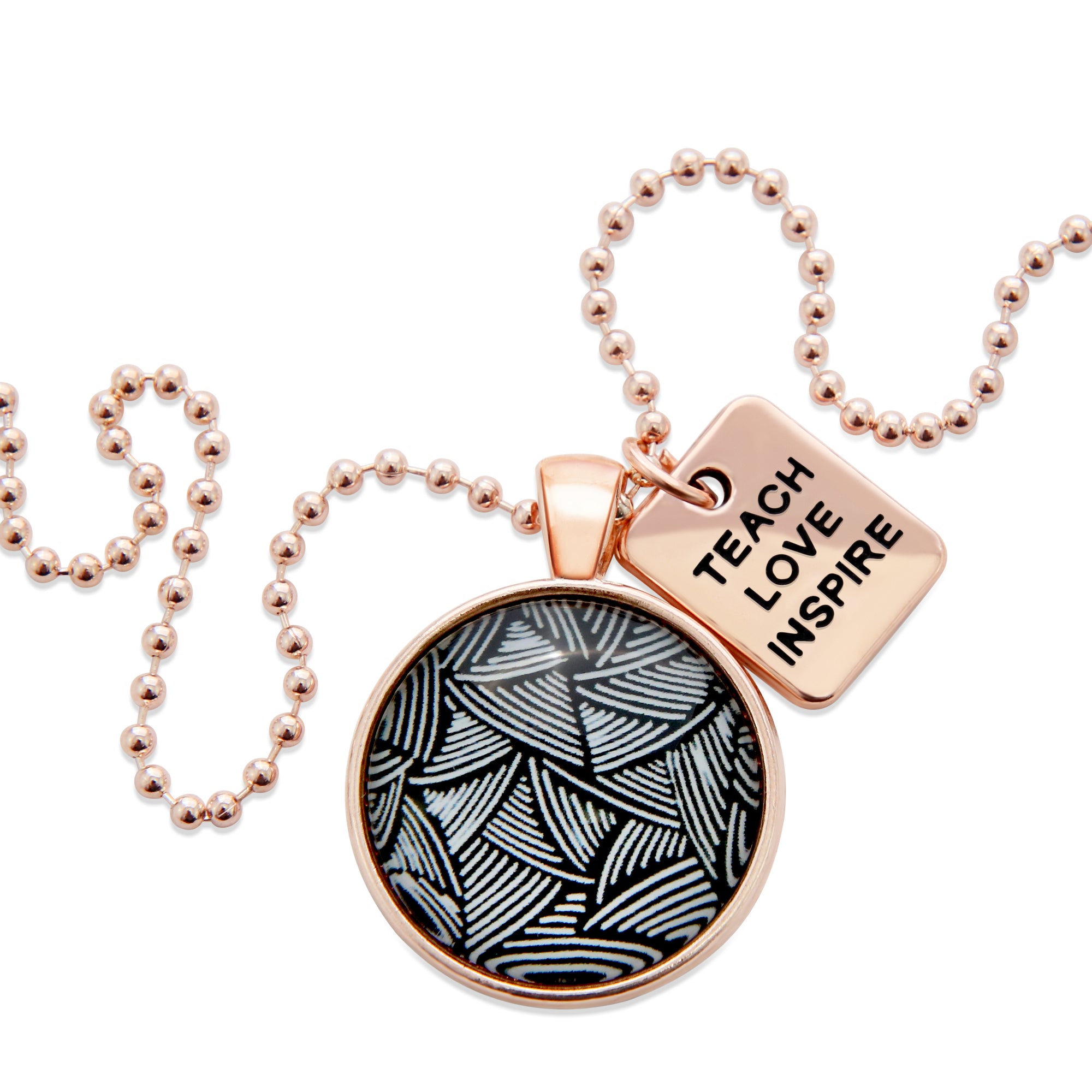 Black & White Collection - Rose Gold 'TEACH LOVE INSPIRE' Necklace - Scratch (11215)