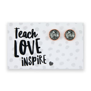 Black & White Collection - Teach Love Inspire - Rose Gold 12mm Circle Studs - Scratch (11661)