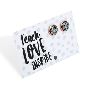 Black & White Collection - Teach Love Inspire - Rose Gold 12mm Circle Studs - Scratch (11661)