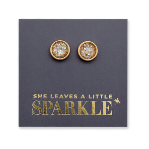 She Leaves A Little Sparkle - Gold Stainless Steel 8mm Circle Studs - Angel Dust Resin (11932)