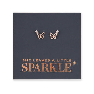 Butterfly Sparkle - 18k Rose Gold Plated Sterling Silver + CZ - She Leaves A Little Sparkle (13011)