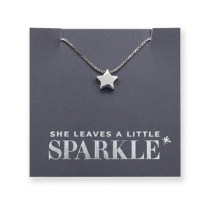 Premium Fine Necklace - 925 Sterling Silver with Star Charm - She Leaves A Little Sparkle (11343)