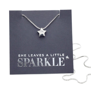 Premium Fine Necklace - 925 Sterling Silver with Star Charm - She Leaves A Little Sparkle (11343)