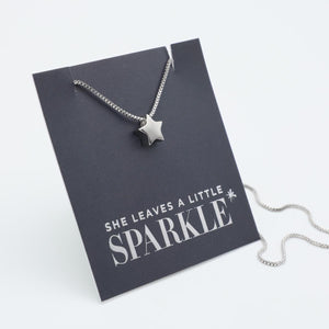 Premium Fine Necklace - 925 Sterling Silver with Star Charm - She Leaves A Little Sparkle (11343)