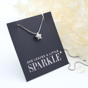 Premium Fine Necklace - 925 Sterling Silver with Star Charm - She Leaves A Little Sparkle (11343)