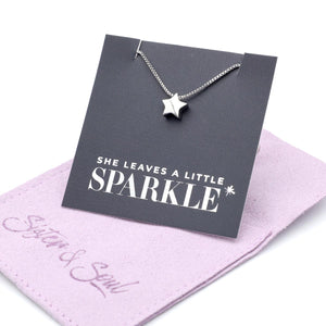 Premium Fine Necklace - 925 Sterling Silver with Star Charm - She Leaves A Little Sparkle (11343)