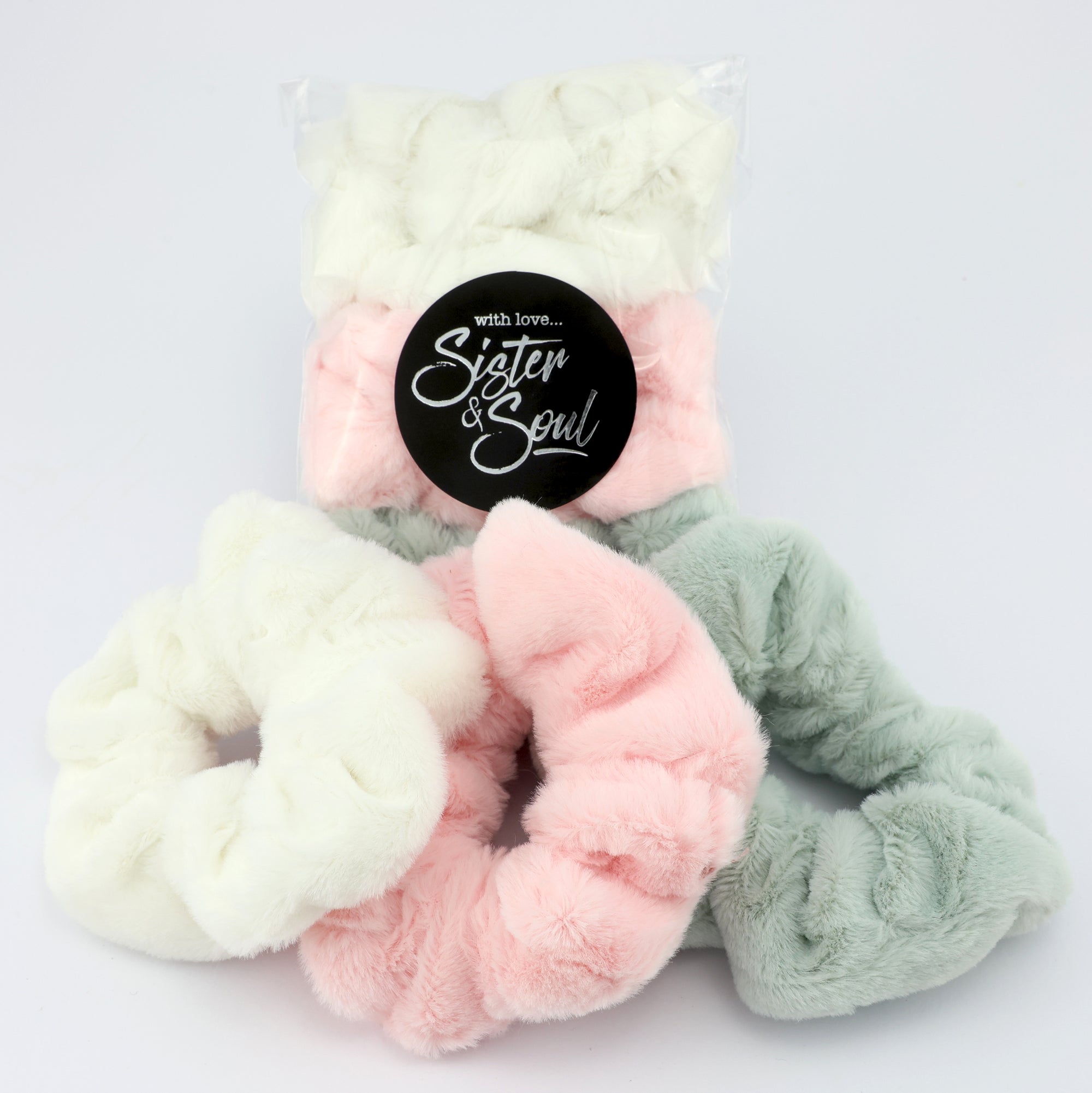 EASTER SCRUNCHIES 3 pack - SOFT PLUSHY BUNNY TAILS (S14)