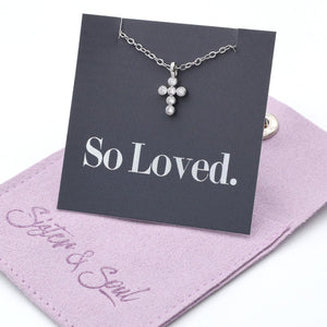 SO LOVED - Cross - Premium Fine Necklace - Sterling Silver + CZ (11624)