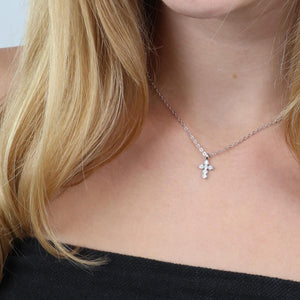 SO LOVED - Cross - Premium Fine Necklace - Sterling Silver + CZ (11624)