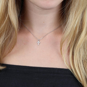 SO LOVED - Cross - Premium Fine Necklace - Sterling Silver + CZ (11624)