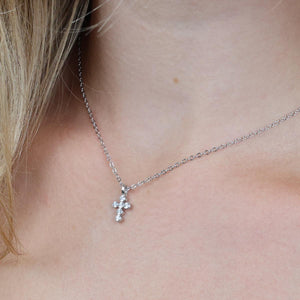 SO LOVED - Cross - Premium Fine Necklace - Sterling Silver + CZ (11624)