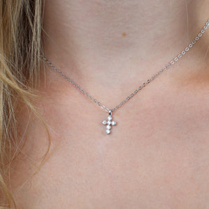 SO LOVED - Cross - Premium Fine Necklace - Sterling Silver + CZ (11624)