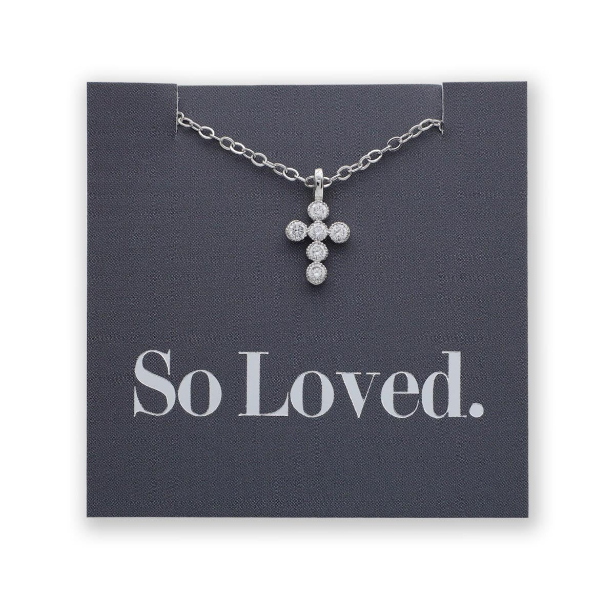 SO LOVED - Cross - Premium Fine Necklace - Sterling Silver + CZ (11624)