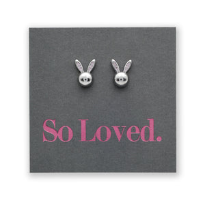 PINK COLLECTION - Sterling Silver Earring Studs + Pink CZ - So Loved - Rabbit Face (9614-R)