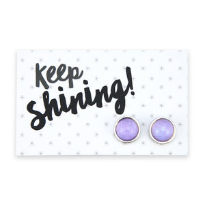 SPARKLEFEST - Keep Shining - Deluxe Stainless Steel Silver Studs - Lilac Shimmer Resin (2413)