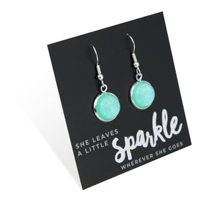 SPARKLEFEST - She Leaves A Little Sparkle - Vintage Silver Dangle Earrings - Minty Shimmer (11954)