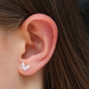 PINK COLLECTION - Butterfly Bliss - Sterling Silver Stud + Soft Pink CZ - Lovely Just Like You (8603-R)