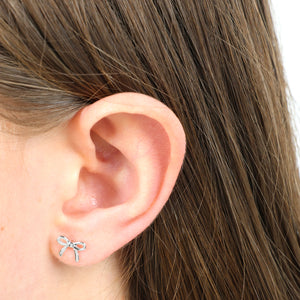 Tiny Bows - Sterling Silver Studs - Lovely Just Like You (9710-R)