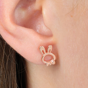 Sterling Silver Earring Studs - Love Just For You - BUNNY & CARROT Rose Gold (9614-F)