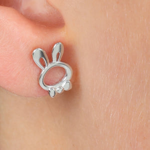 Sterling Silver Earring Studs - Love Just For You - BUNNY & CARROT Silver (9606)