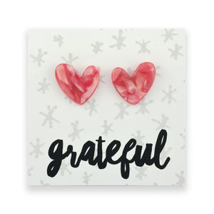 RESIN HEART STUDS - Grateful- Strawberry Gloss (11412)