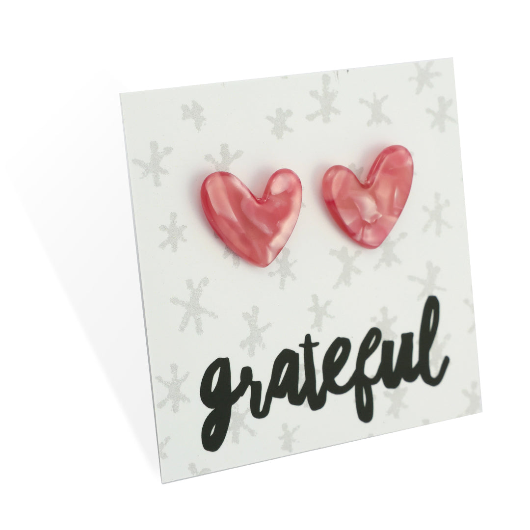 RESIN HEART STUDS - Grateful- Strawberry Gloss (11412)