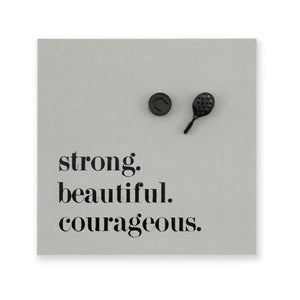 Stainless Steel Earring Studs - Strong Beautiful Courageous - TENNIS ANYONE?