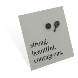 Stainless Steel Earring Studs - Strong Beautiful Courageous - TENNIS ANYONE?