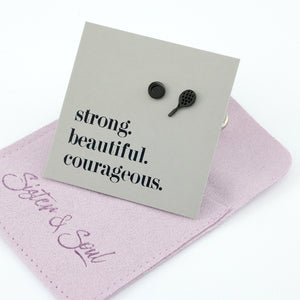 Stainless Steel Earring Studs - Strong Beautiful Courageous - TENNIS ANYONE?