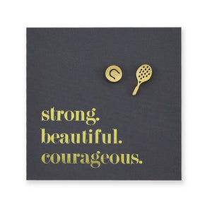 Stainless Steel Earring Studs - Strong Beautiful Courageous - TENNIS ANYONE?