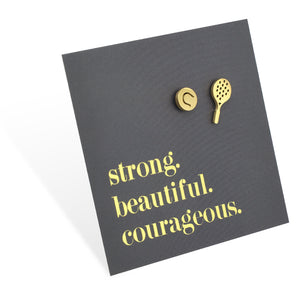 Stainless Steel Earring Studs - Strong Beautiful Courageous - TENNIS ANYONE?