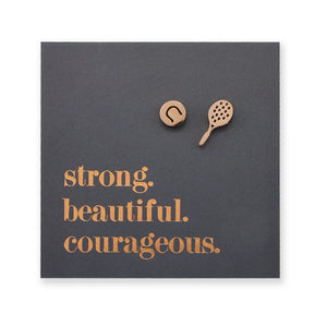 Stainless Steel Earring Studs - Strong Beautiful Courageous - TENNIS ANYONE?