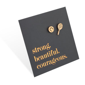 Stainless Steel Earring Studs - Strong Beautiful Courageous - TENNIS ANYONE?