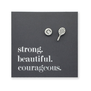 Stainless Steel Earring Studs - Strong Beautiful Courageous - TENNIS ANYONE?