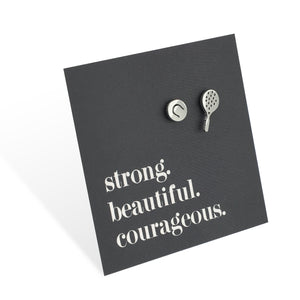 Stainless Steel Earring Studs - Strong Beautiful Courageous - TENNIS ANYONE?