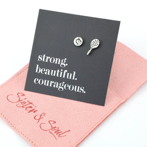 Stainless Steel Earring Studs - Strong Beautiful Courageous - TENNIS ANYONE?