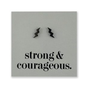 Stainless Steel Earring Studs - Strong & Courageous - LIGHTNING BOLTS