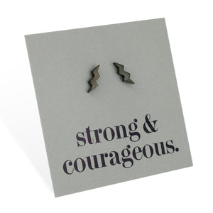 Stainless Steel Earring Studs - Strong & Courageous - LIGHTNING BOLTS